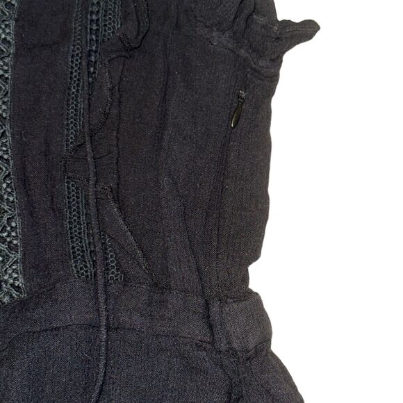 Cleobella Romper Womens Size S Black Sleeveless Ruffle Lace Button Front Pockets - Picture 4 of 9